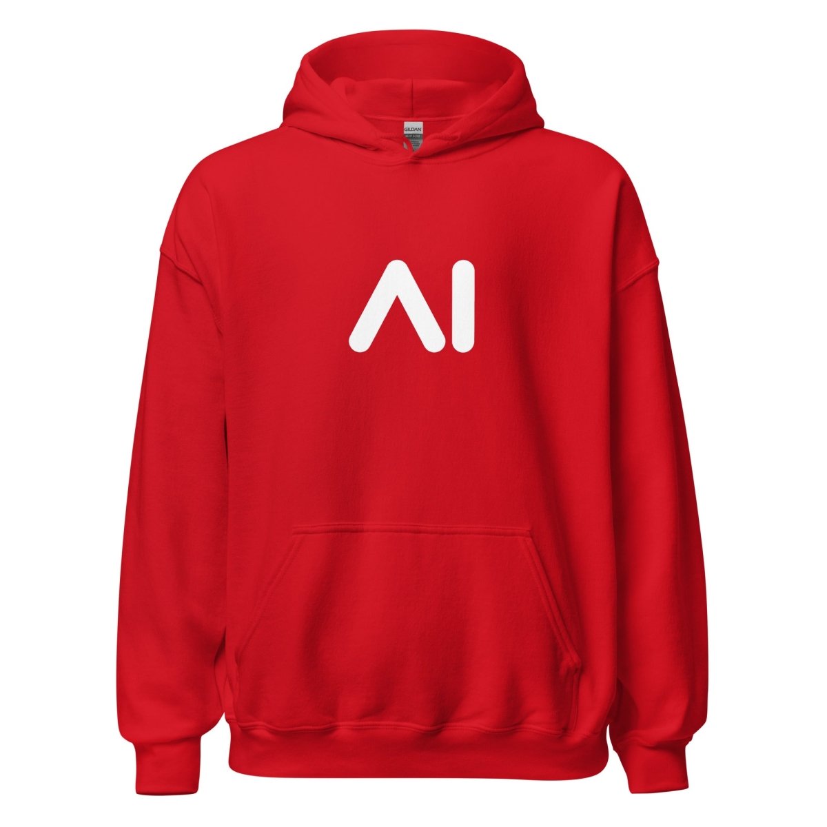Product mockup photo of the AI Logo Hoodie 2 (unisex) Red / M.
