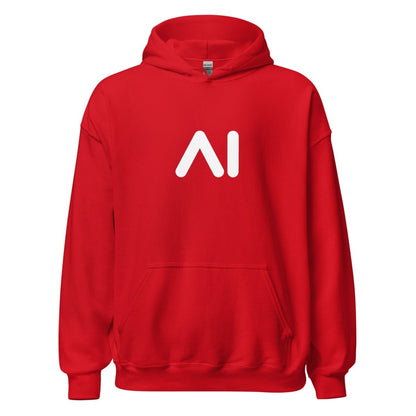 Product mockup photo of the AI Logo Hoodie 2 (unisex) Red / M.