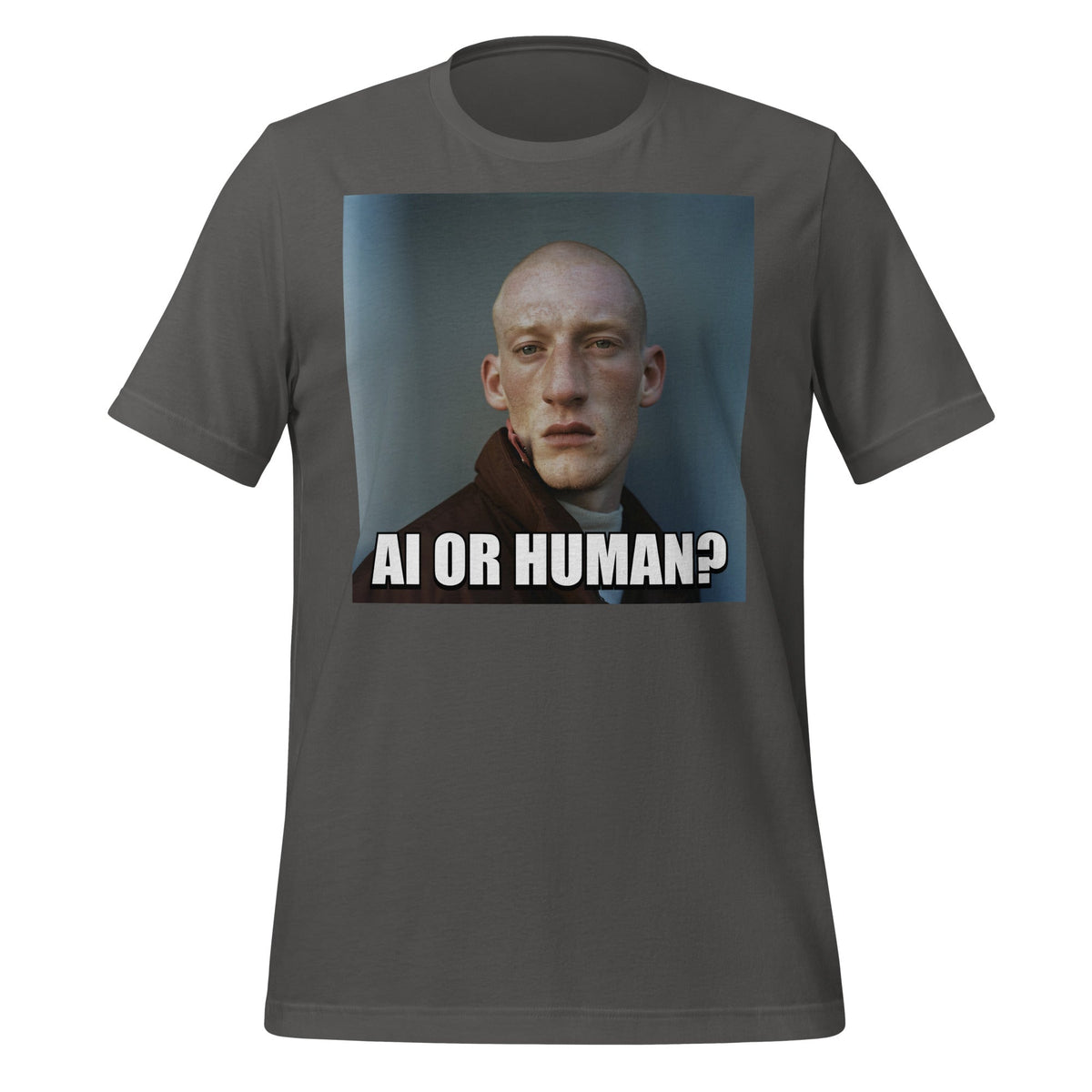 Image of the AI or Human? Portrait Meme T-Shirt (unisex) Asphalt / M.