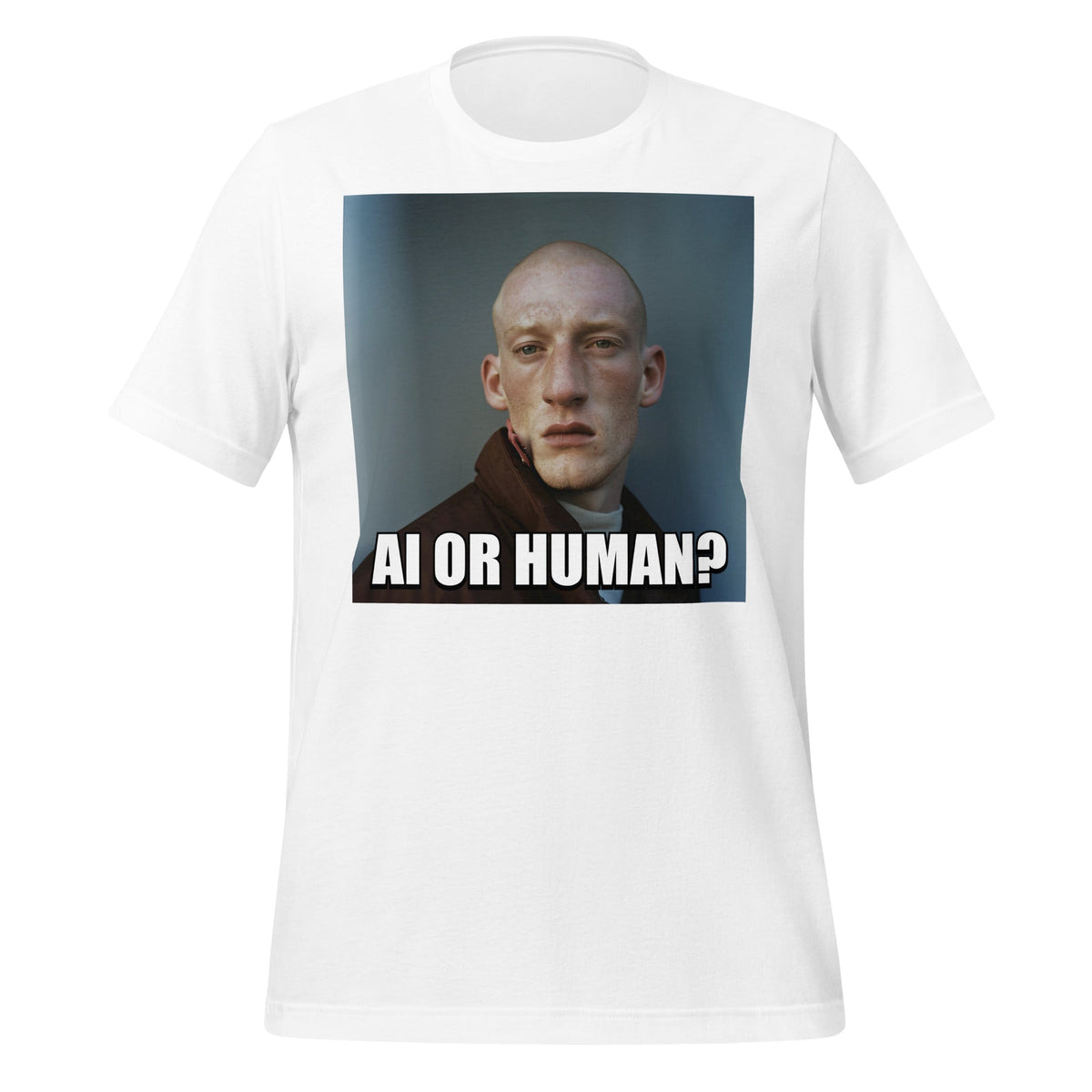 Image of the AI or Human? Portrait Meme T-Shirt (unisex) White / M.