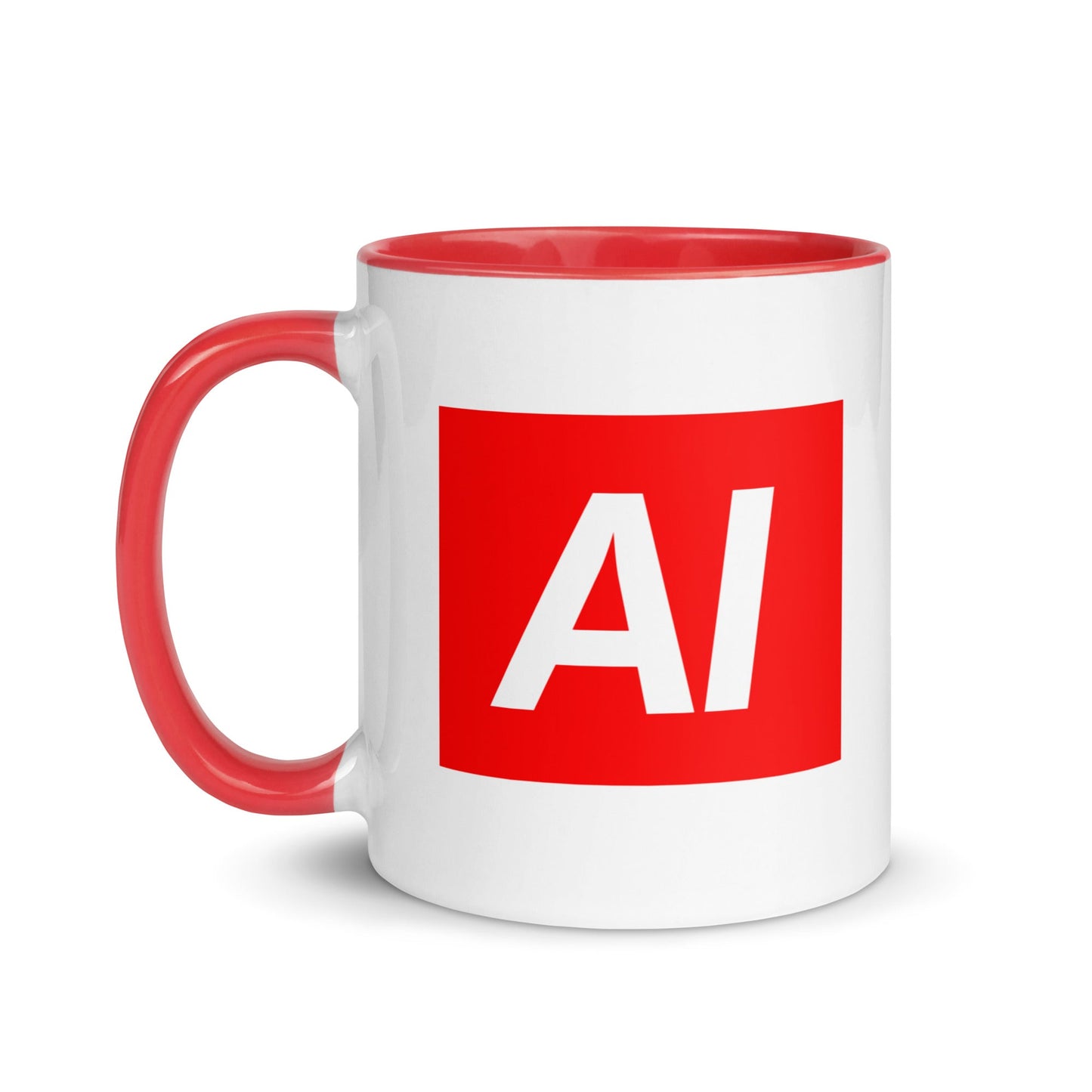 Image of the AI Sign Mug with Color Inside Red.
