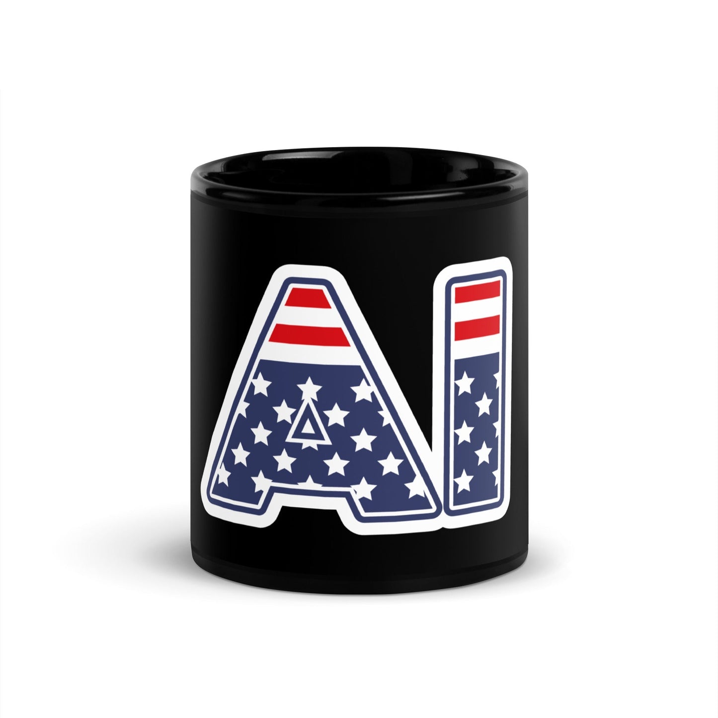 Image of the AI Stars and Stripes Black Glossy Mug 11 oz.