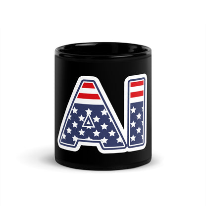Image of the AI Stars and Stripes Black Glossy Mug 11 oz.