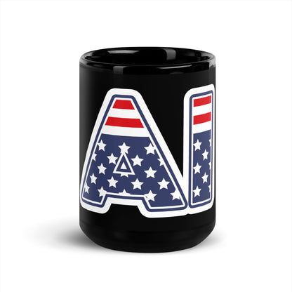 Image of the AI Stars and Stripes Black Glossy Mug 15 oz.