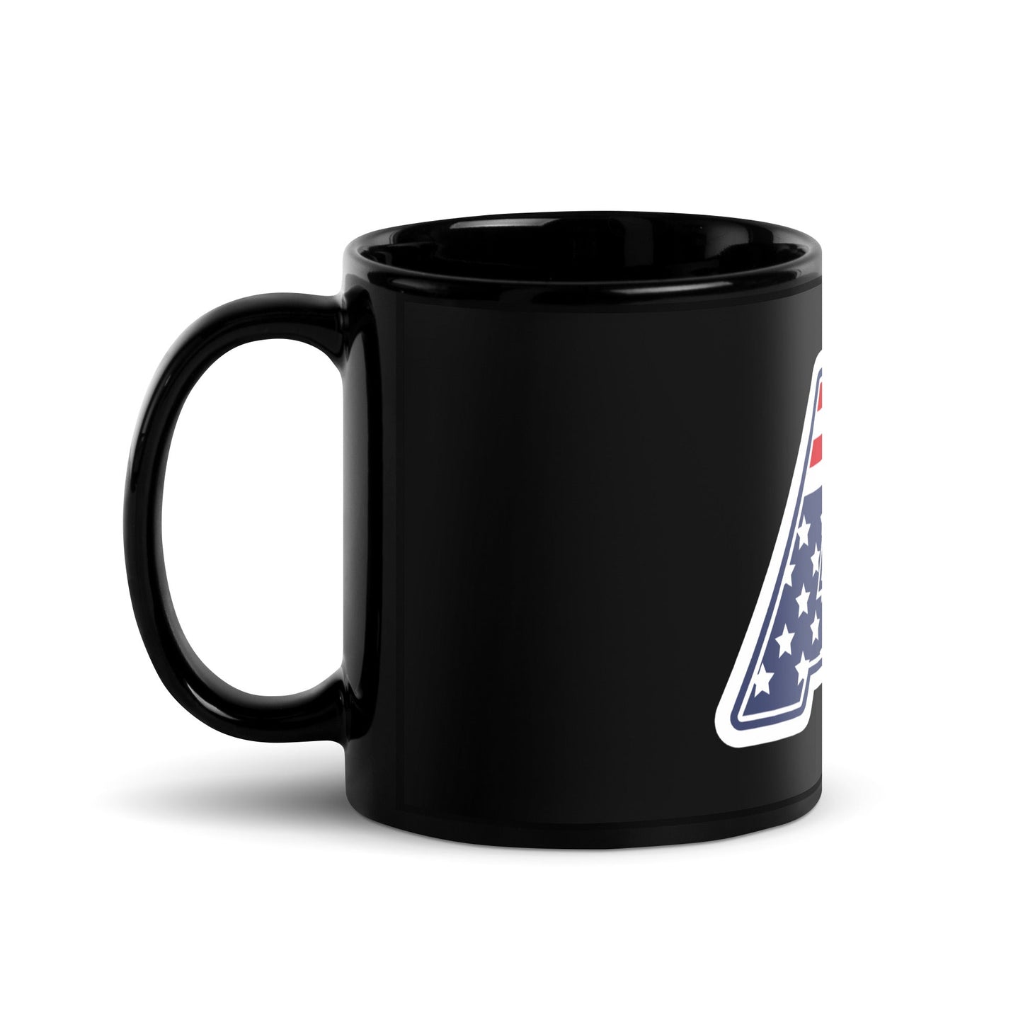 Image of the AI Stars and Stripes Black Glossy Mug.