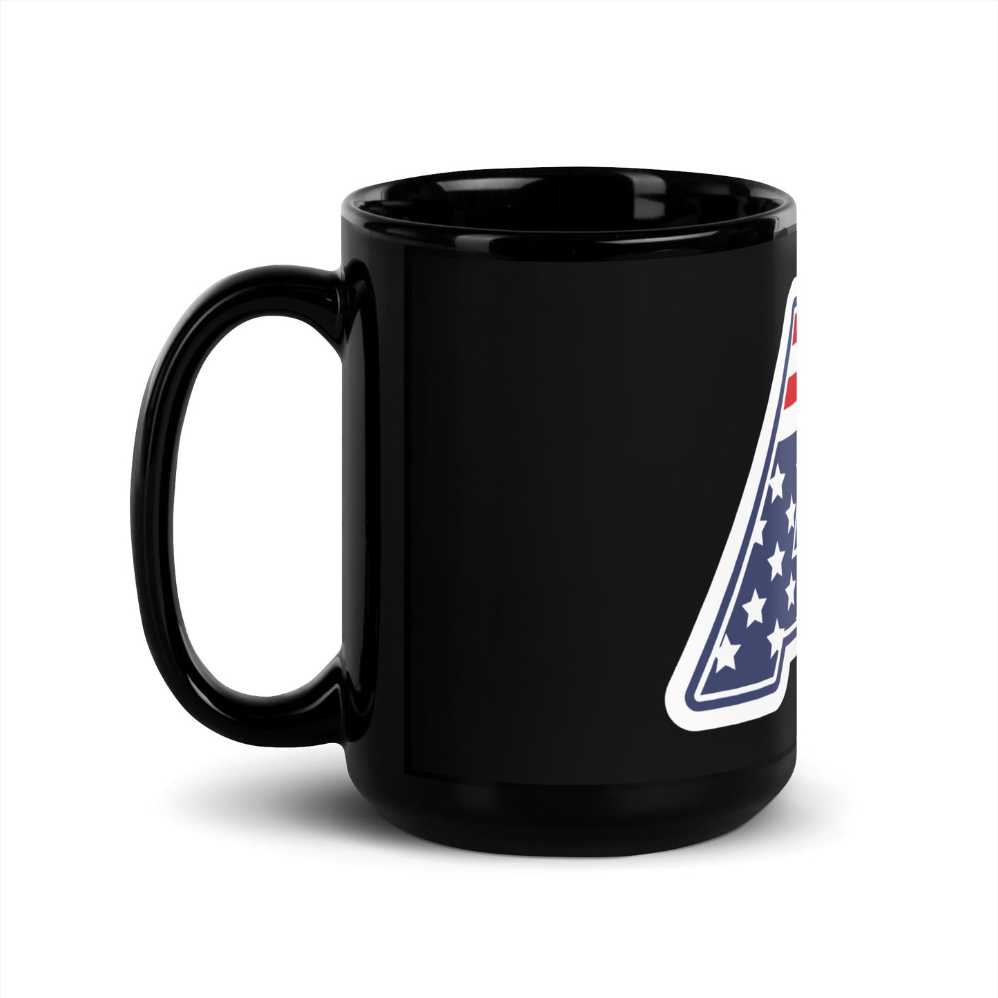 Image of the AI Stars and Stripes Black Glossy Mug.