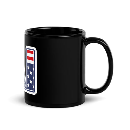 Image of the AI Stars and Stripes Black Glossy Mug.