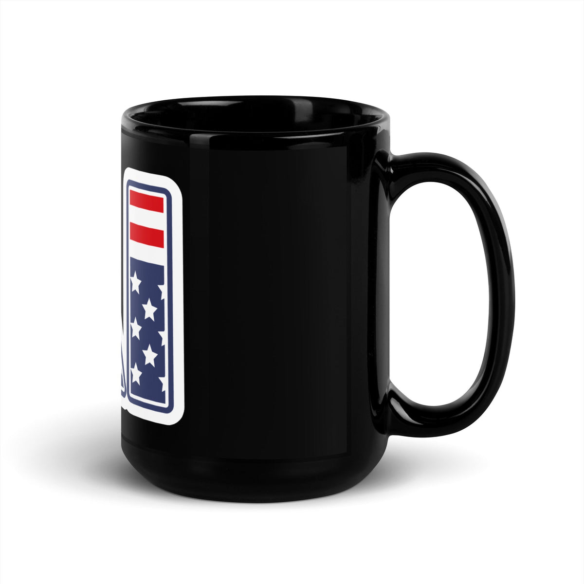 Image of the AI Stars and Stripes Black Glossy Mug.