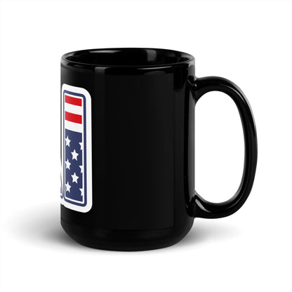 Image of the AI Stars and Stripes Black Glossy Mug.