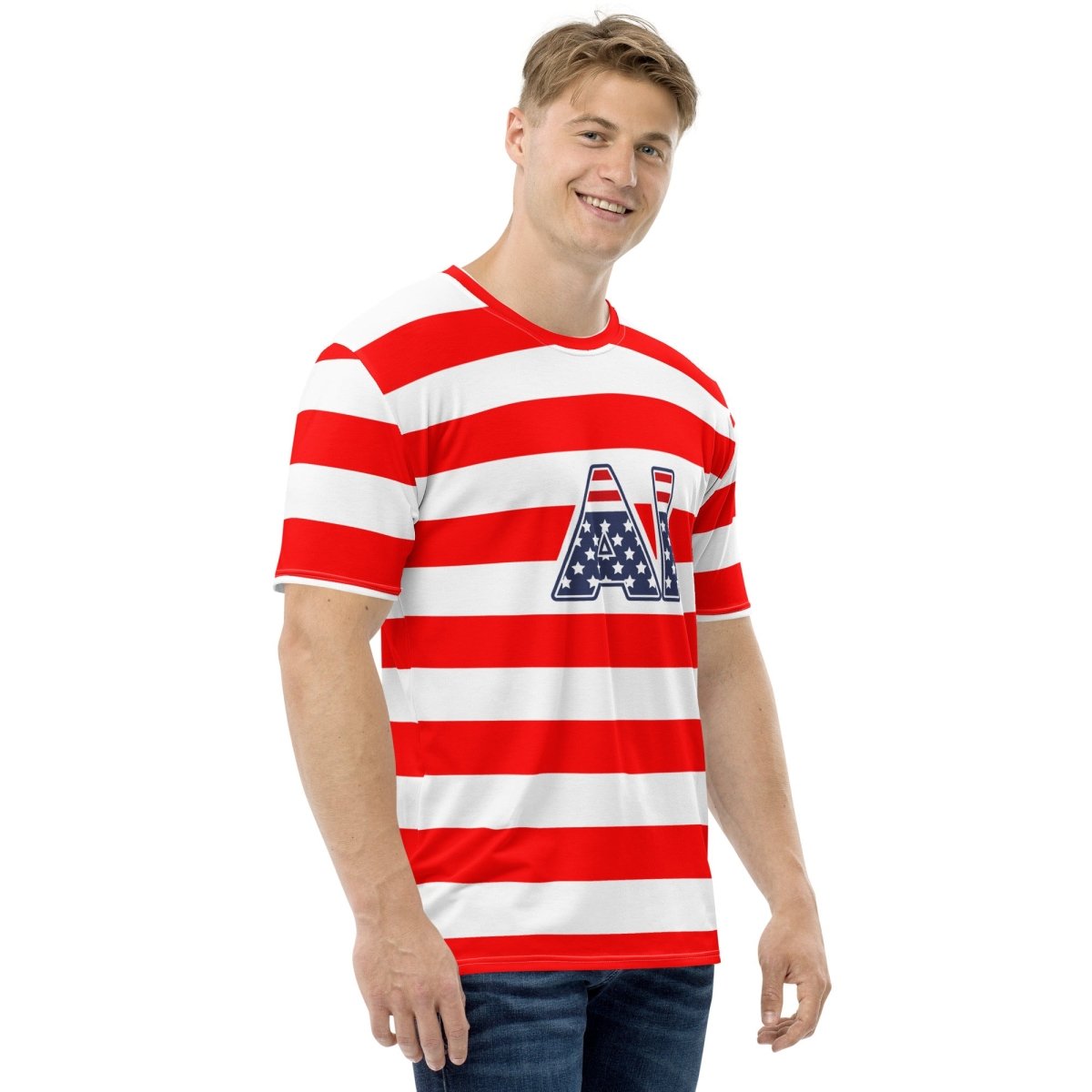 Product mockup photo of the AI Stars and Stripes T Shirt 2 (men).