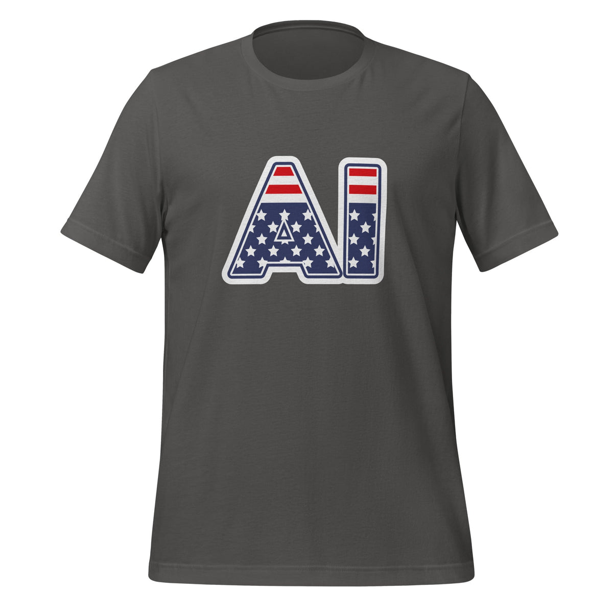 Product mockup photo of the AI Stars and Stripes T Shirt (unisex) Asphalt / M.