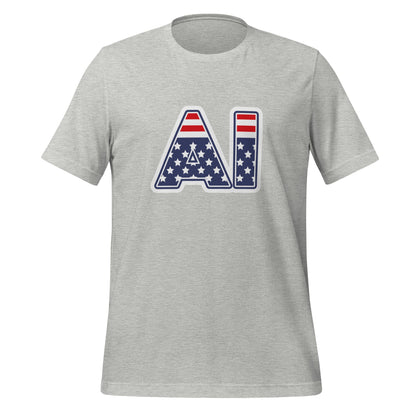 Product mockup photo of the AI Stars and Stripes T Shirt (unisex) Athletic Heather / M.