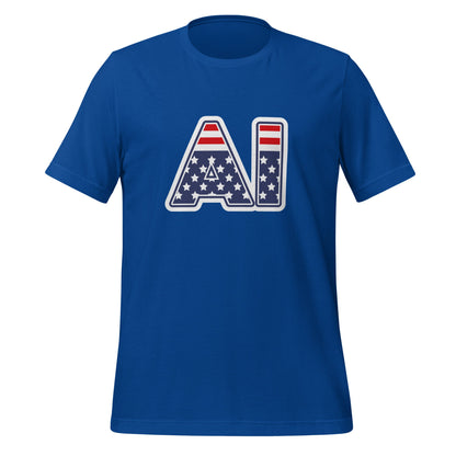 Product mockup photo of the AI Stars and Stripes T Shirt (unisex) True Royal / M.