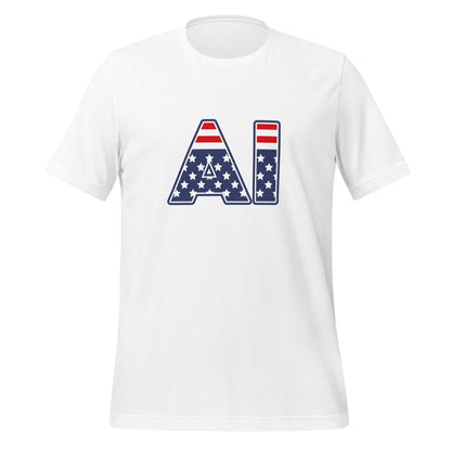 Product mockup photo of the AI Stars and Stripes T Shirt (unisex) White / M.