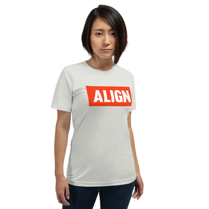 Product mockup photo of the ALIGN T Shirt (unisex).