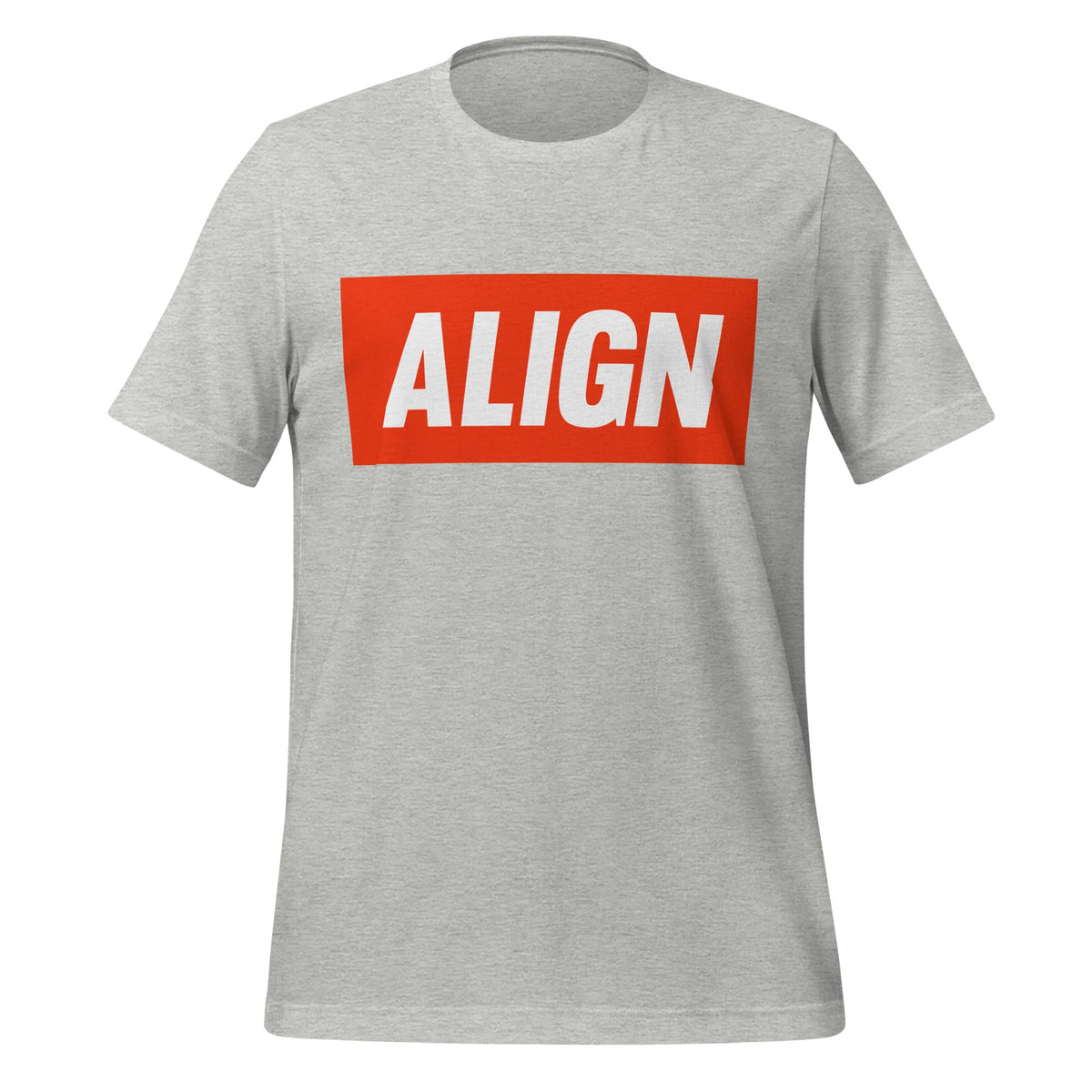 Product mockup photo of the ALIGN T Shirt (unisex) Athletic Heather / M.