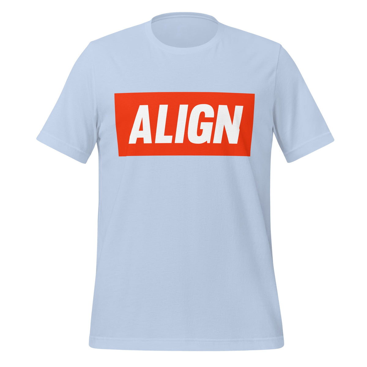 Product mockup photo of the ALIGN T Shirt (unisex) Baby Blue / M.