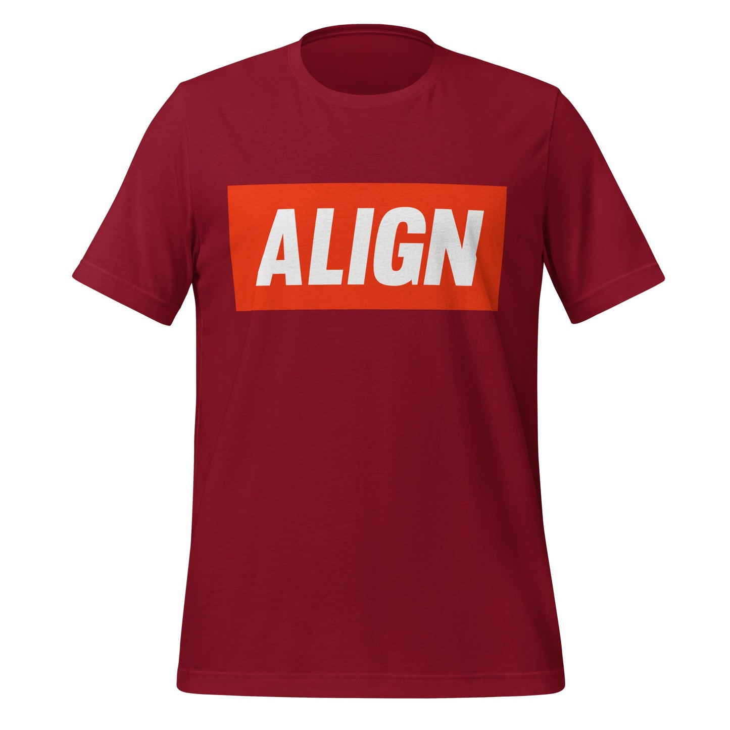 Product mockup photo of the ALIGN T Shirt (unisex) Cardinal / M.