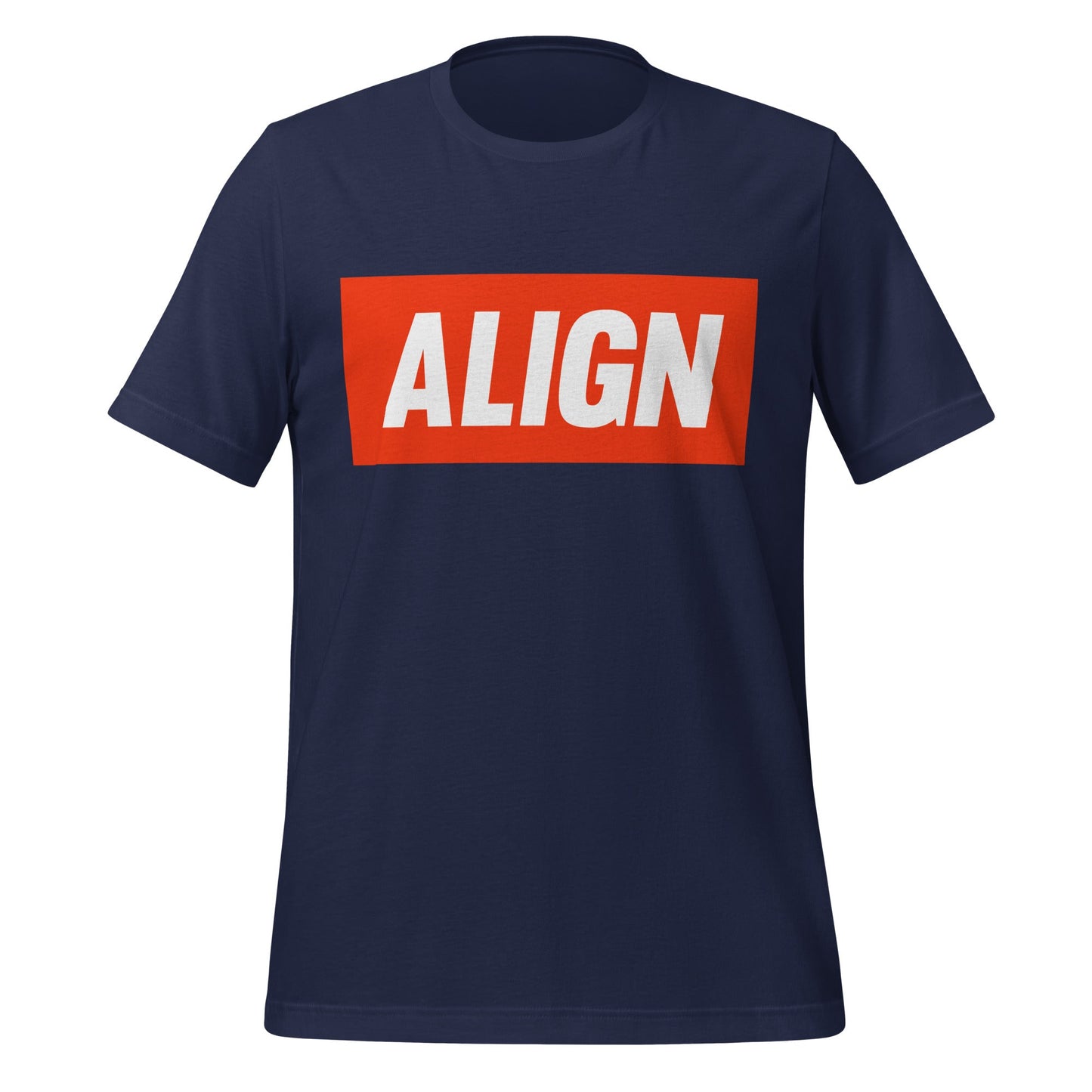 Product mockup photo of the ALIGN T Shirt (unisex) Navy / M.