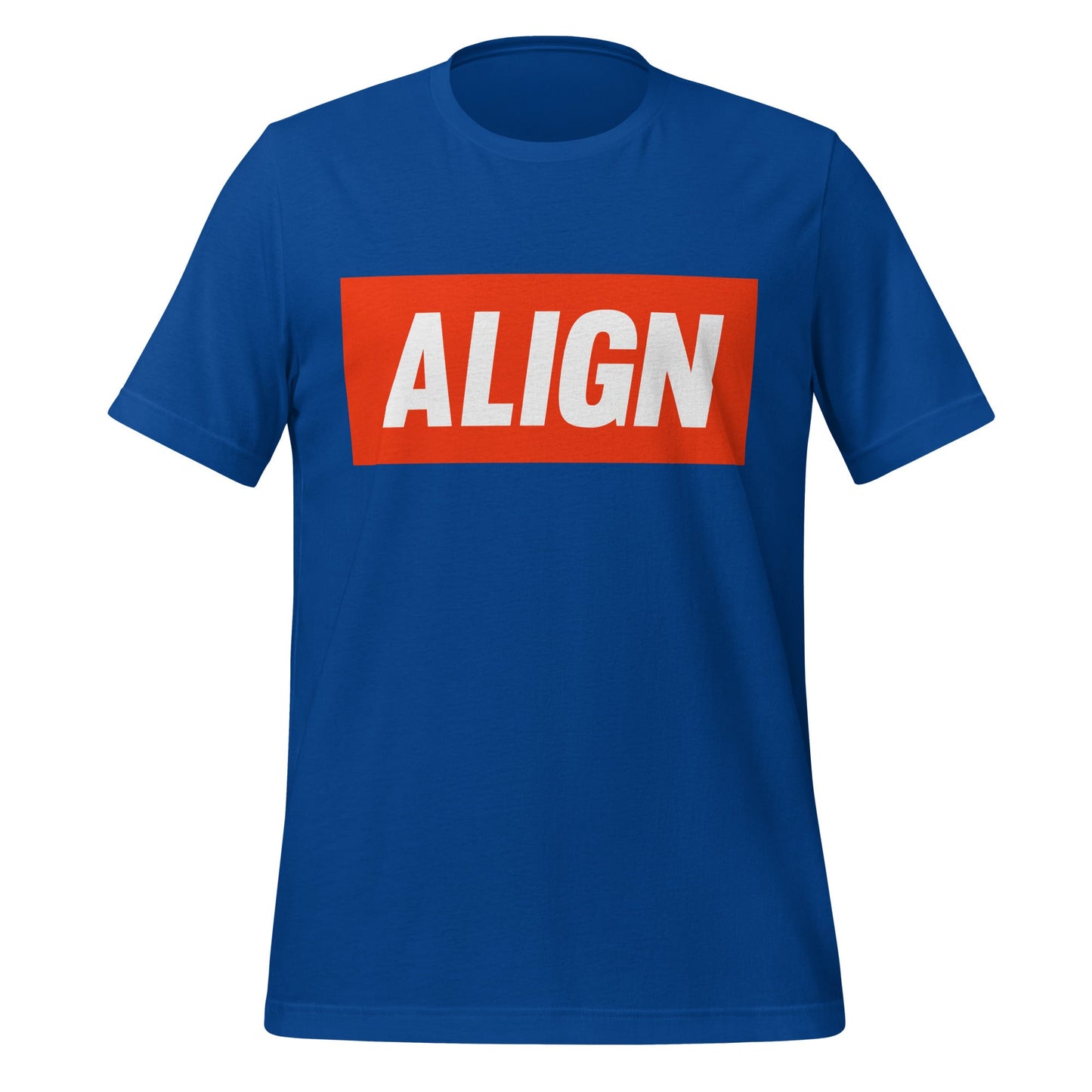 Product mockup photo of the ALIGN T Shirt (unisex) True Royal / M.