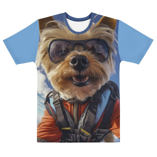 All-Over Print Skydiving Yorkshire Terrier Selfie T-Shirt 2 (men) - AI Store