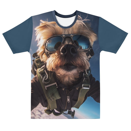 All-Over Print Skydiving Yorkshire Terrier Selfie T-Shirt (men) - AI Store