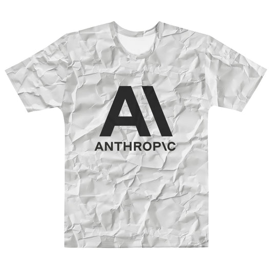 All-Over Print Wrinkled Paper Anthropic T-Shirt (men) - AI Store