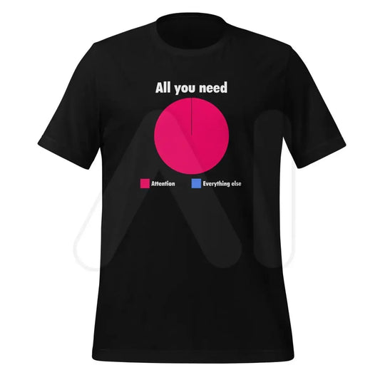 Product mockup photo of the All You Need is Attention Pie Chart T Shirt (unisex) Black / M.