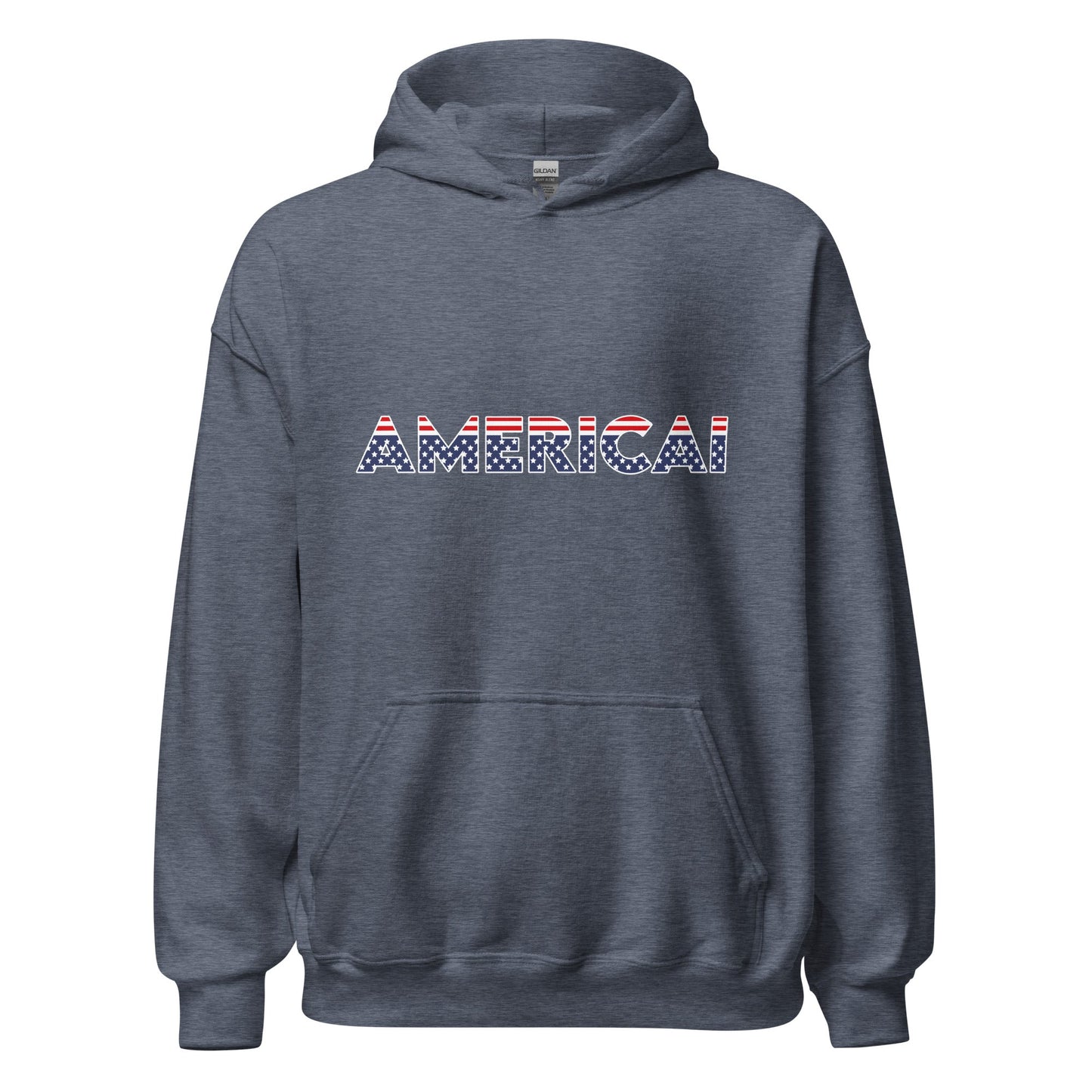 Image of the AMERICAI Hoodie (unisex) Heather Sport Dark Navy / M.