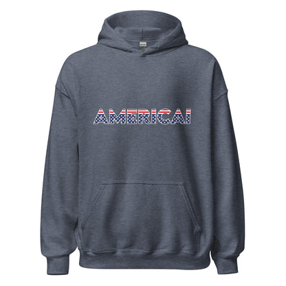 Image of the AMERICAI Hoodie (unisex) Heather Sport Dark Navy / M.
