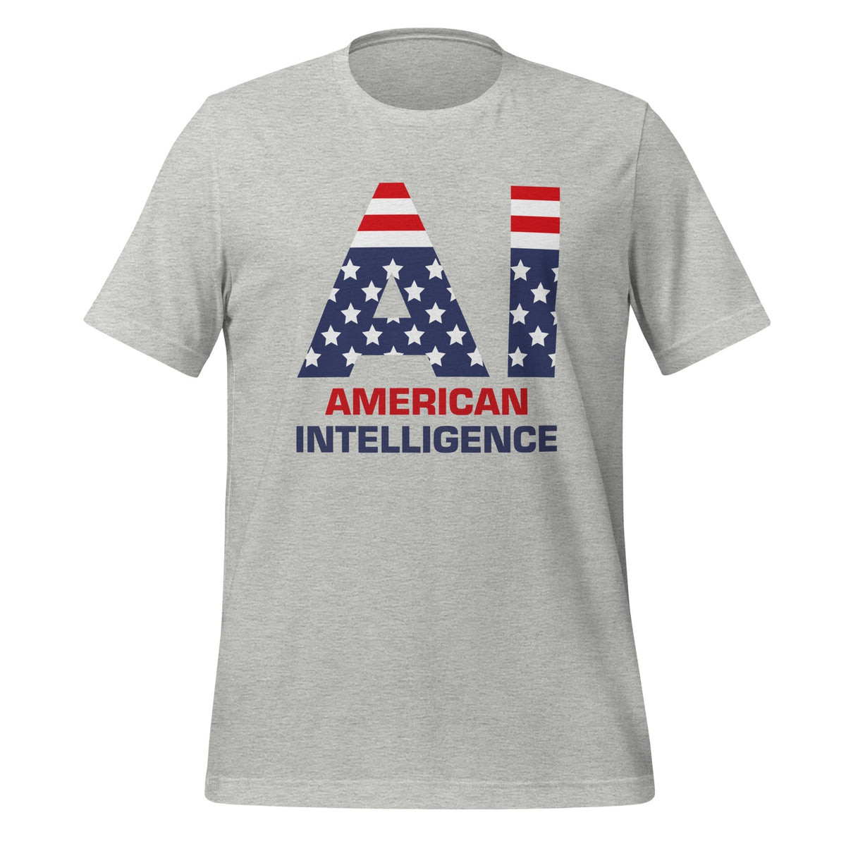 Product mockup photo of the American Intelligence T Shirt (unisex) Athletic Heather / M.