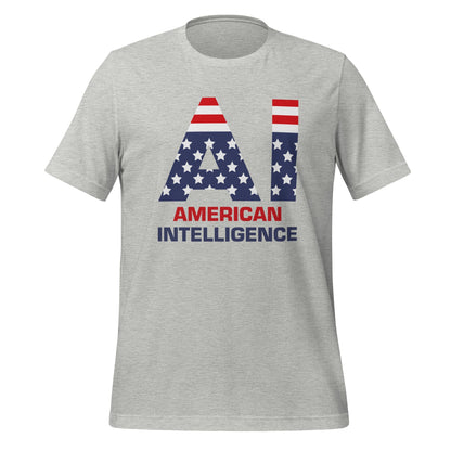 Product mockup photo of the American Intelligence T Shirt (unisex) Athletic Heather / M.