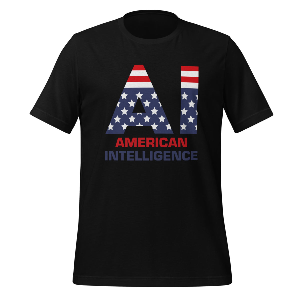 Product mockup photo of the American Intelligence T Shirt (unisex) Black / M.