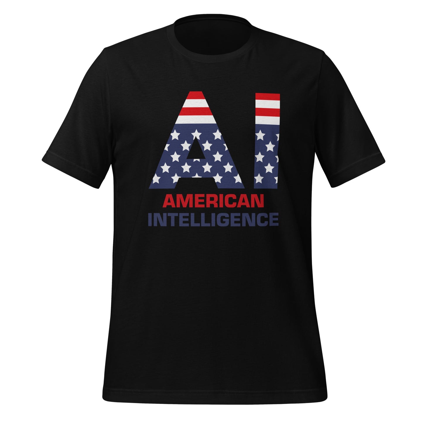 Product mockup photo of the American Intelligence T Shirt (unisex) Black / M.