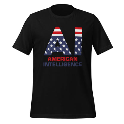 Product mockup photo of the American Intelligence T Shirt (unisex) Black / M.