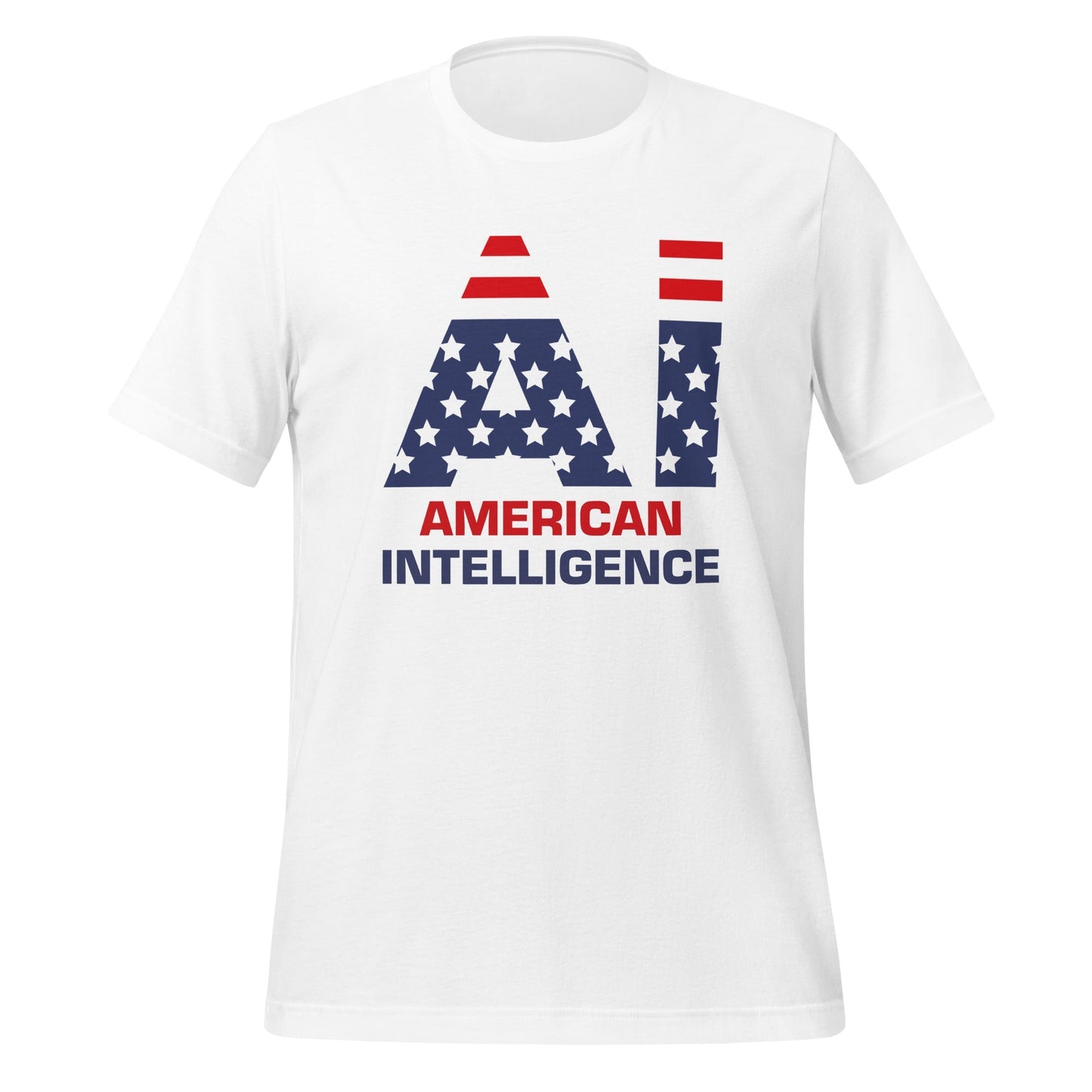 Product mockup photo of the American Intelligence T Shirt (unisex) White / M.