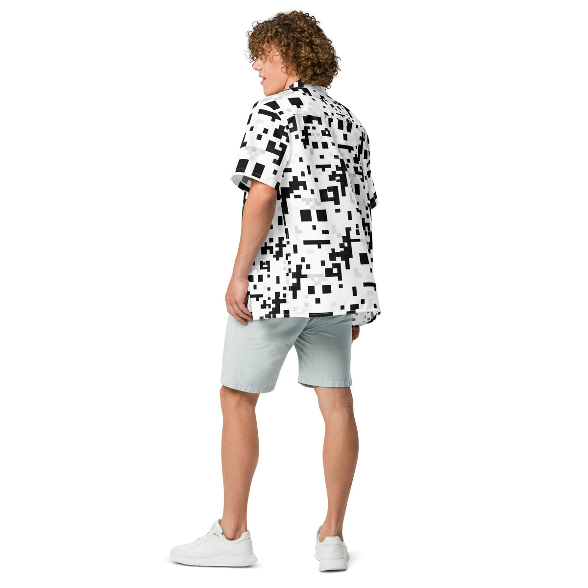 Image of the Anti-Facial Recognition Pattern Button Shirt (unisex).