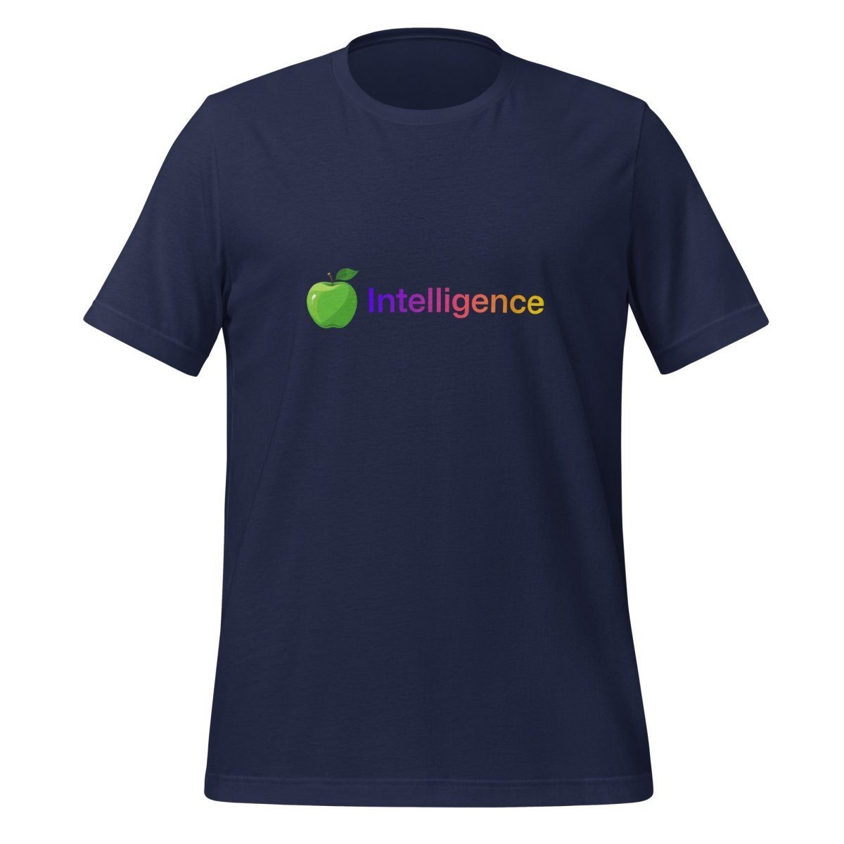 Product mockup photo of the Apple + Intelligence T Shirt (unisex) Navy / M.