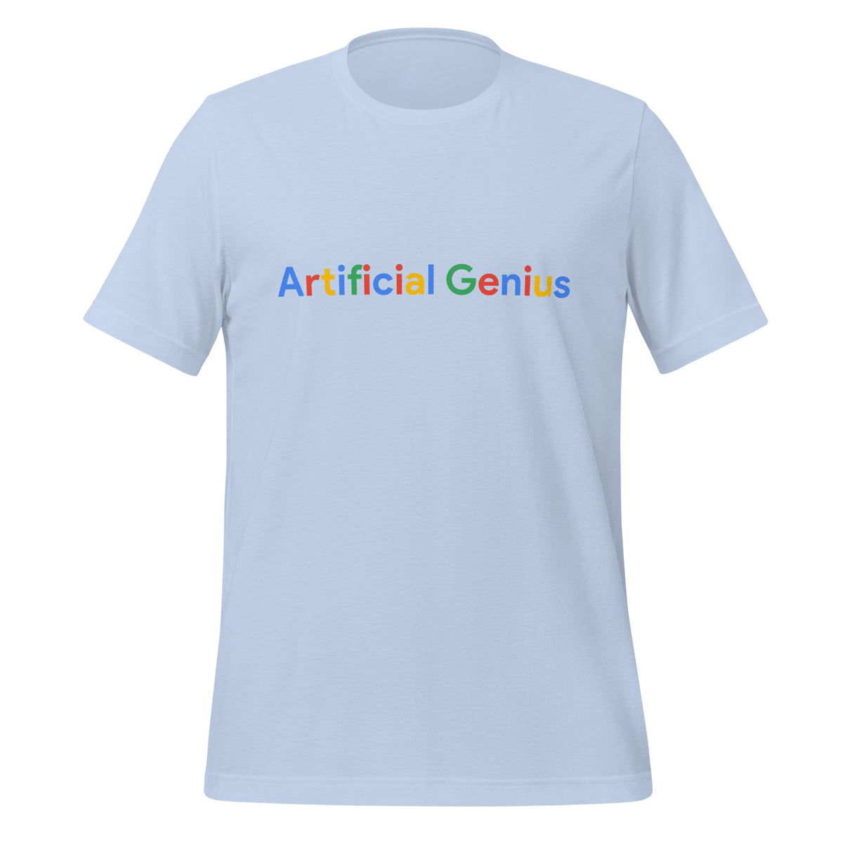 Product mockup photo of the Artificial Genius Search Logo T Shirt (unisex) Baby Blue / M.