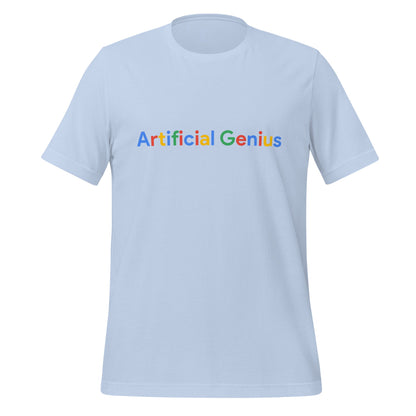Product mockup photo of the Artificial Genius Search Logo T Shirt (unisex) Baby Blue / M.