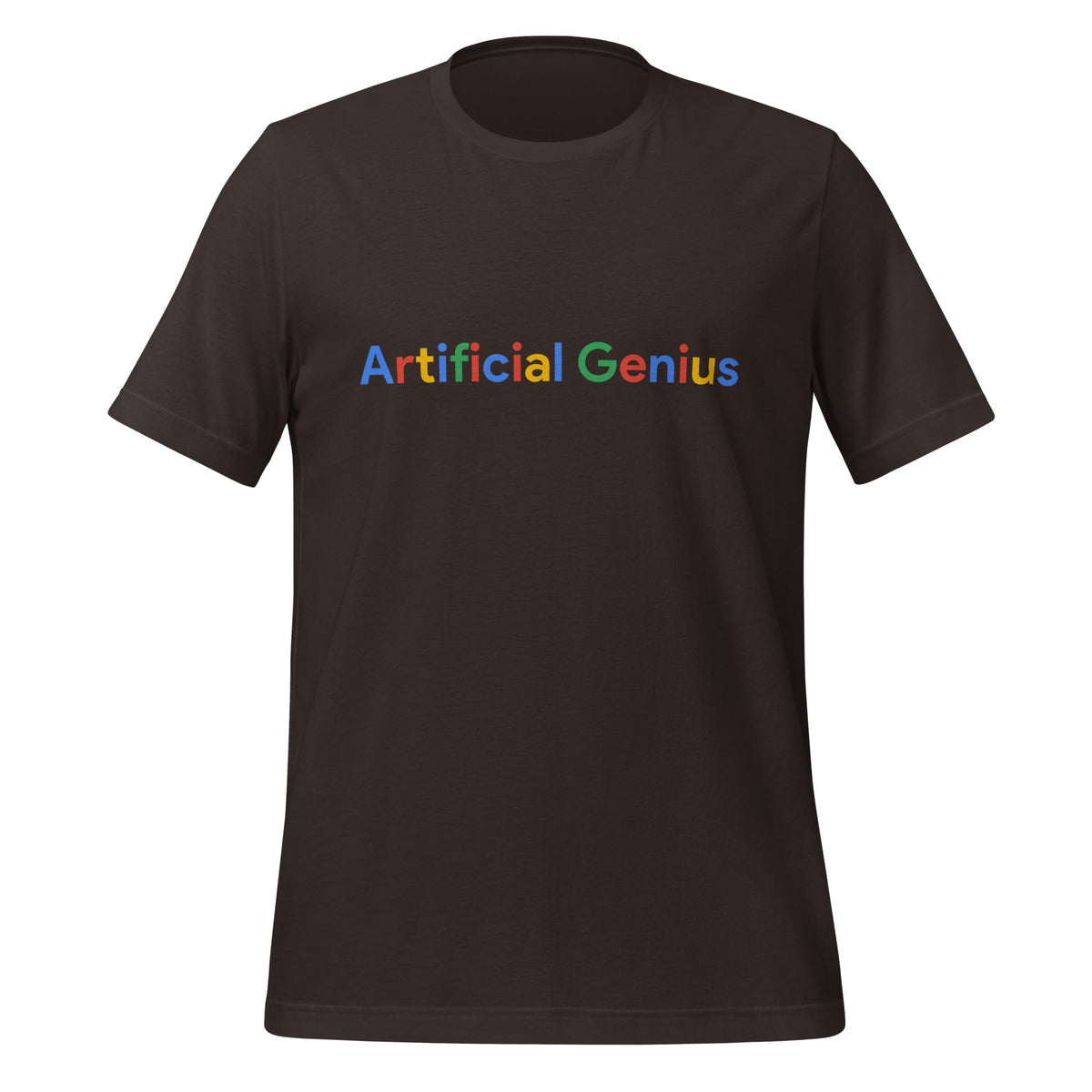 Product mockup photo of the Artificial Genius Search Logo T Shirt (unisex) Brown / M.