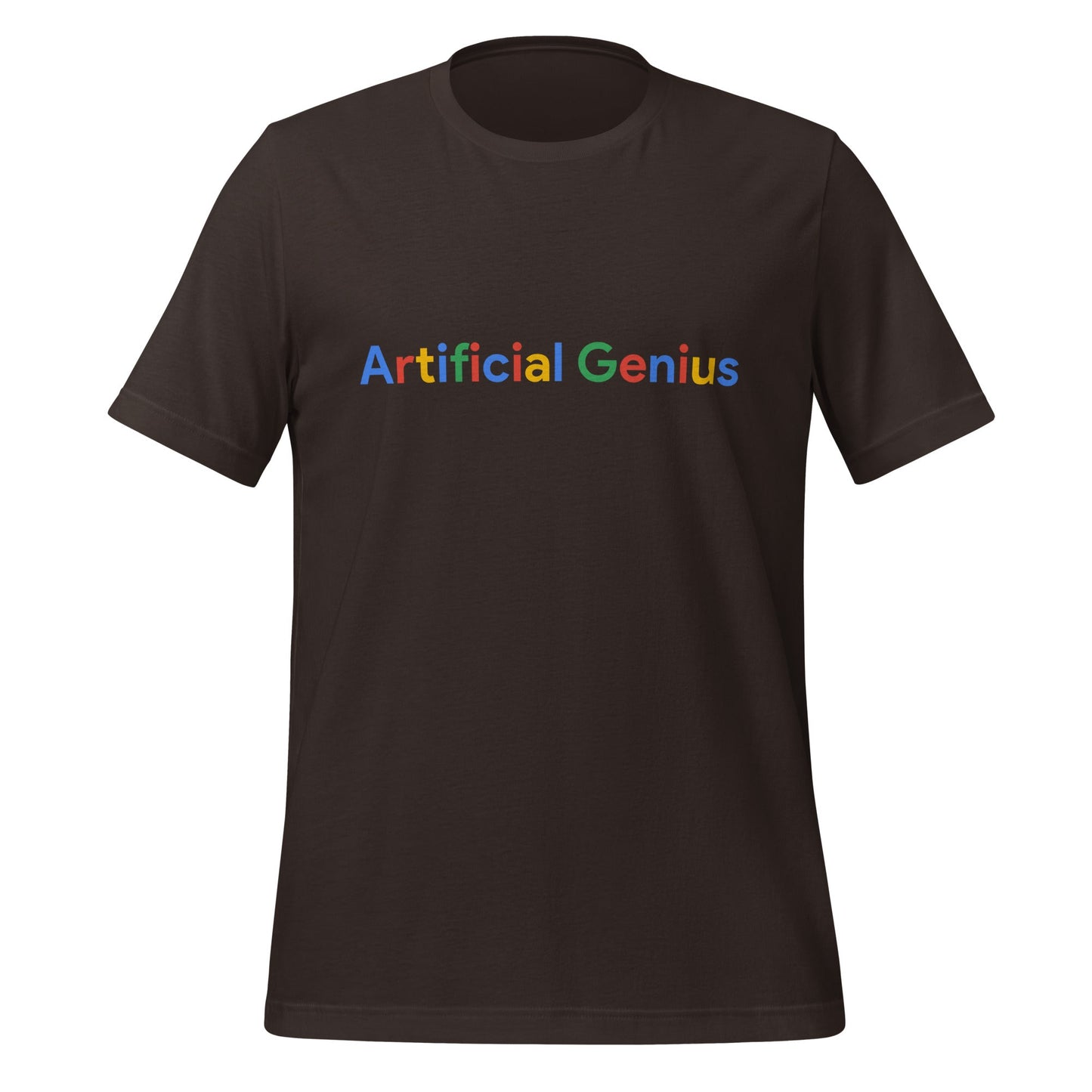 Product mockup photo of the Artificial Genius Search Logo T Shirt (unisex) Brown / M.
