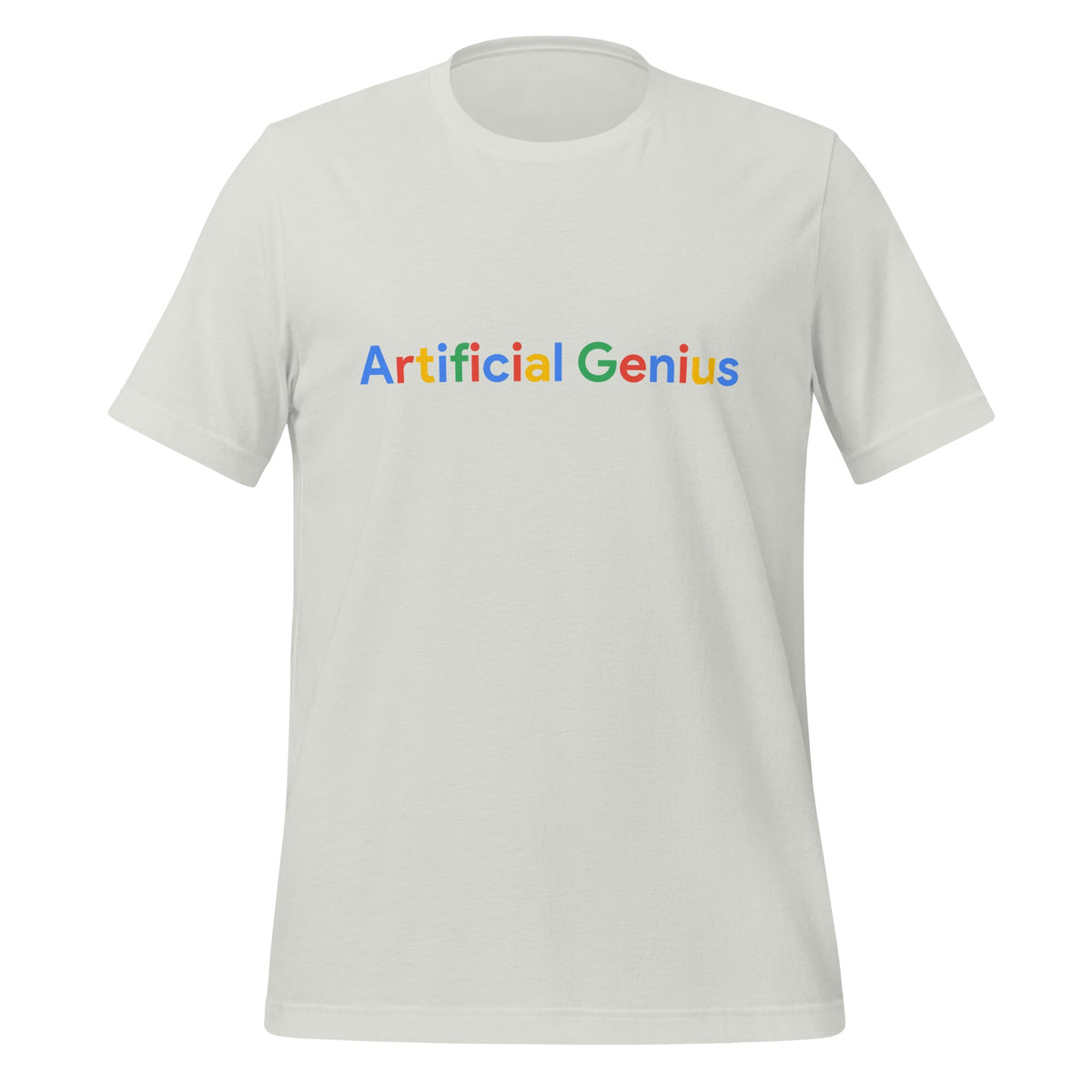Product mockup photo of the Artificial Genius Search Logo T Shirt (unisex) Silver / M.