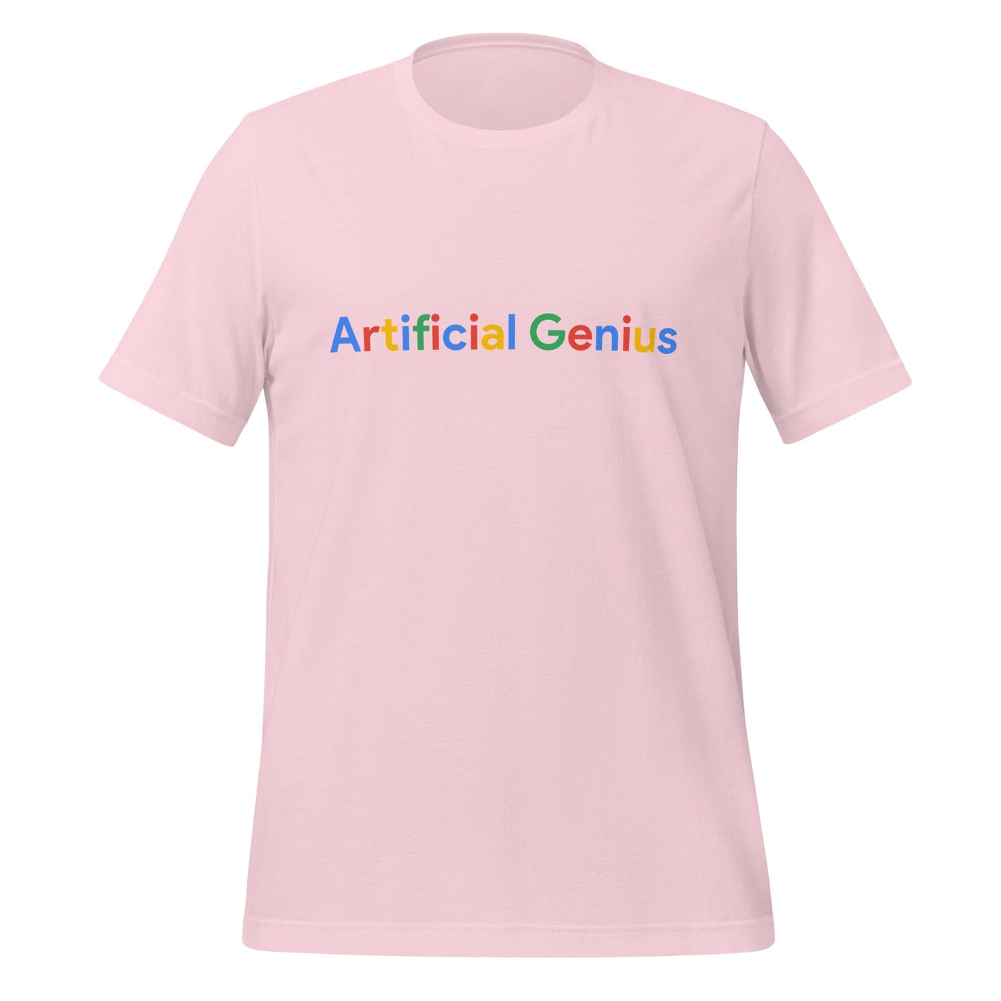 Product mockup photo of the Artificial Genius Search Logo T Shirt (unisex) Soft Pink / M.