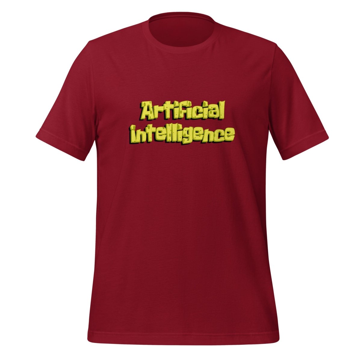 Product mockup photo of the Artificial Intelligence beneath the Sea T Shirt (unisex) Cardinal / M.