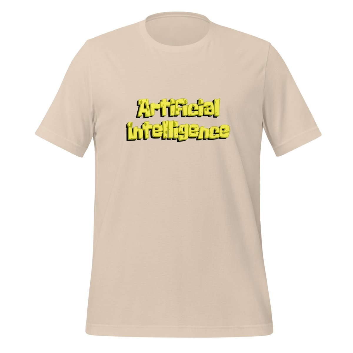 Product mockup photo of the Artificial Intelligence beneath the Sea T Shirt (unisex) Soft Cream / M.