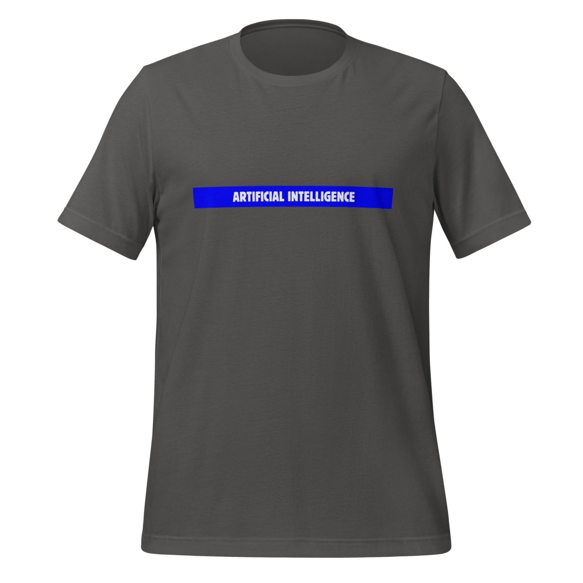 Product mockup photo of the Artificial Intelligence Blue Stripe T Shirt (unisex) Asphalt / M.