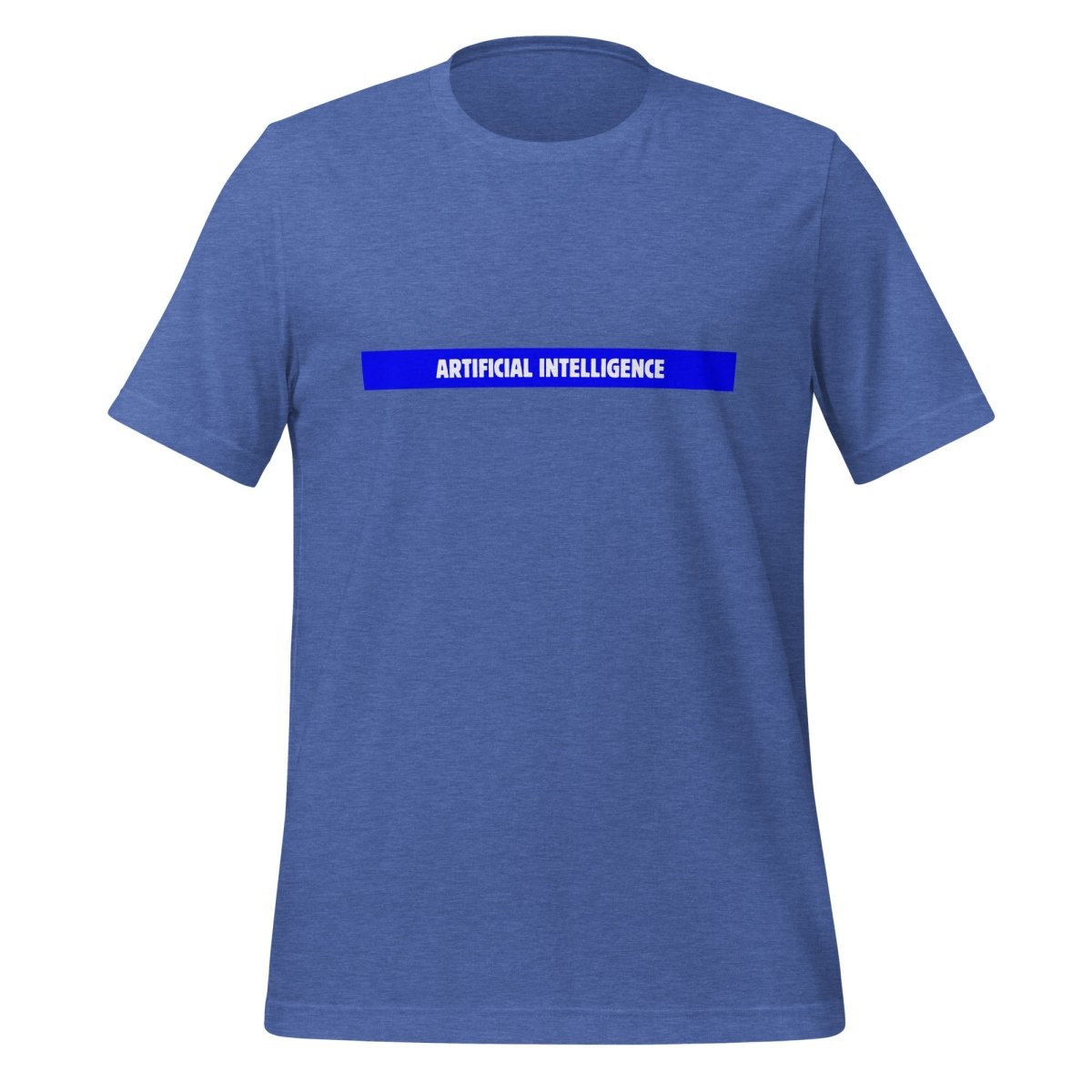 Product mockup photo of the Artificial Intelligence Blue Stripe T Shirt (unisex) Heather True Royal / M.