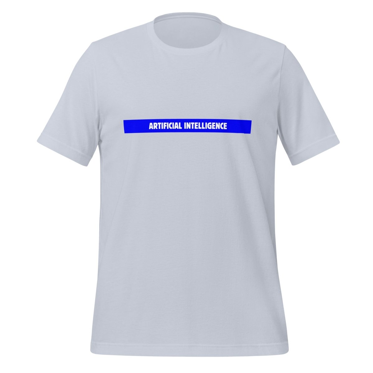 Product mockup photo of the Artificial Intelligence Blue Stripe T Shirt (unisex) Light Blue / M.