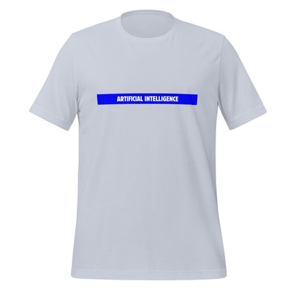 Product mockup photo of the Artificial Intelligence Blue Stripe T Shirt (unisex) Light Blue / M.